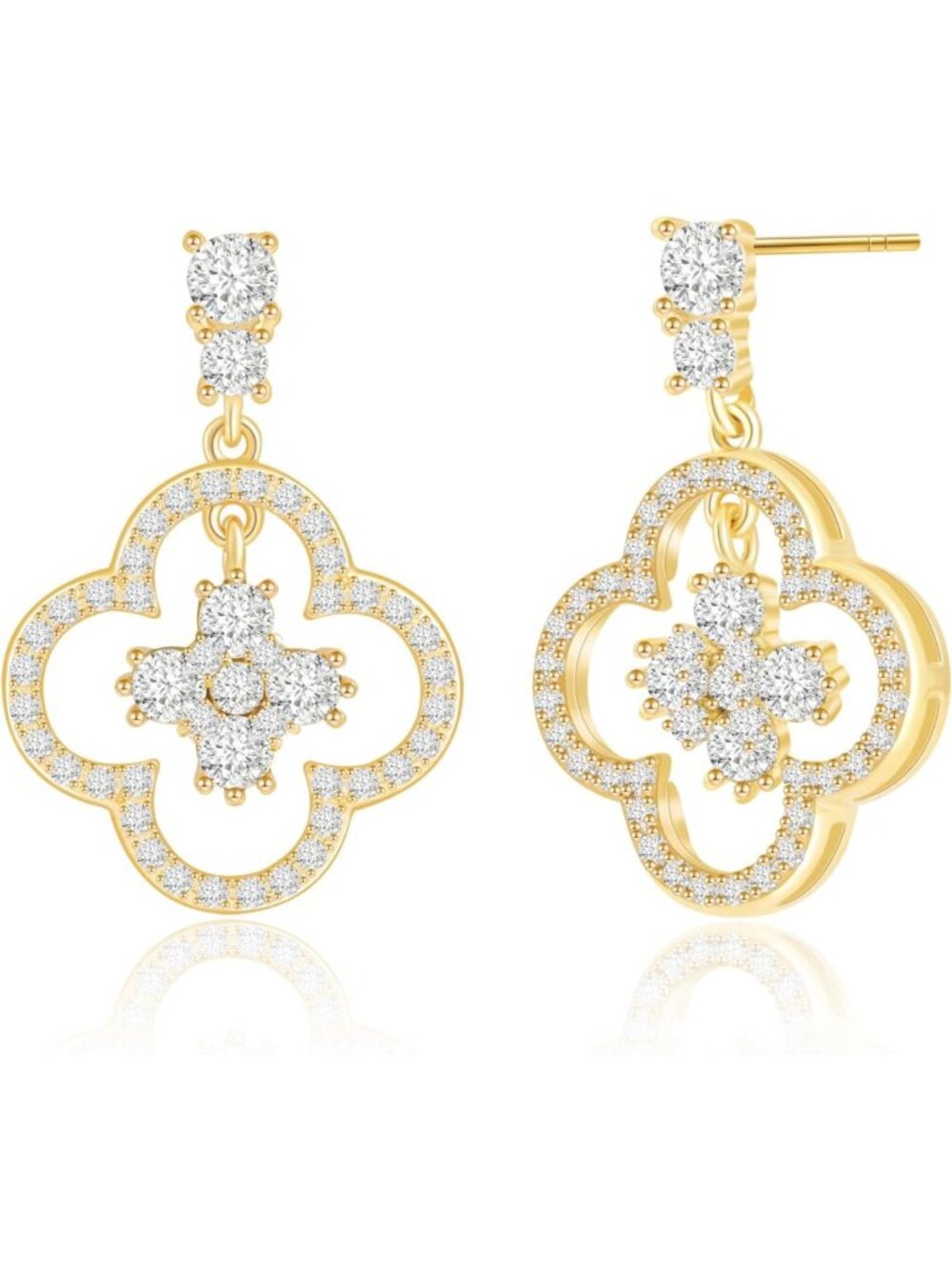 14K Gold Four Leaf Clover Earrings - Lucky Charm Jewelry for Women, Perfect